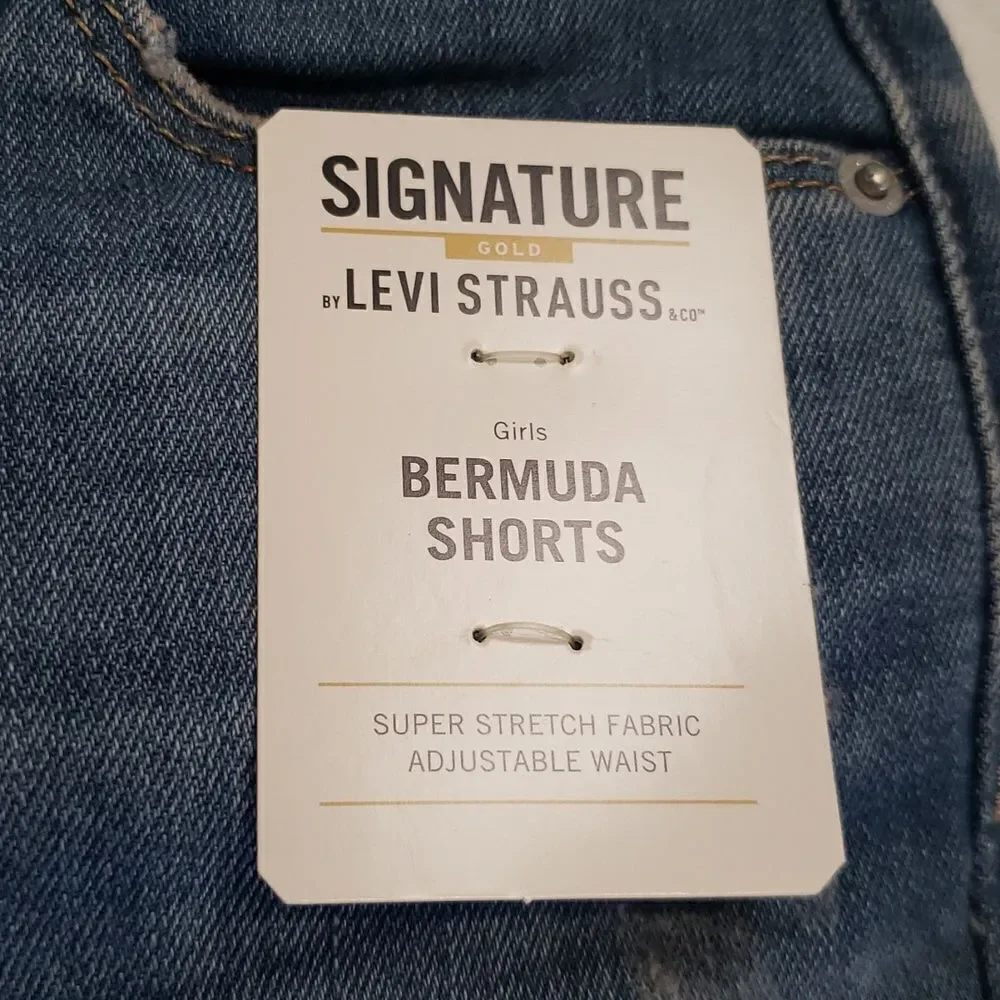 NWT Girls Signature Levi's GOLD Cuffed Bermuda Shorts Sz 6X